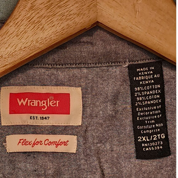 Wrangler Authentics Men's button Shirt Regular Short Sleeve 2-Pocket Size 2XL - Picture 4 of 5